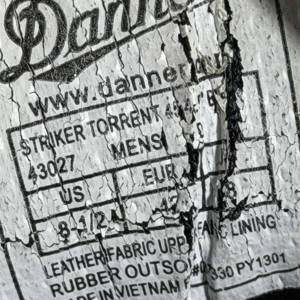 Danner Striker Torrent Boots Mens Size‎ 8.5 Black Gore-Tex Work Combat 43027